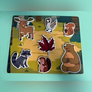 Happy2Love Canadian Animals Chunky Wooden Kids Puzzle, 7 Piece Kids Puzzle Toy
